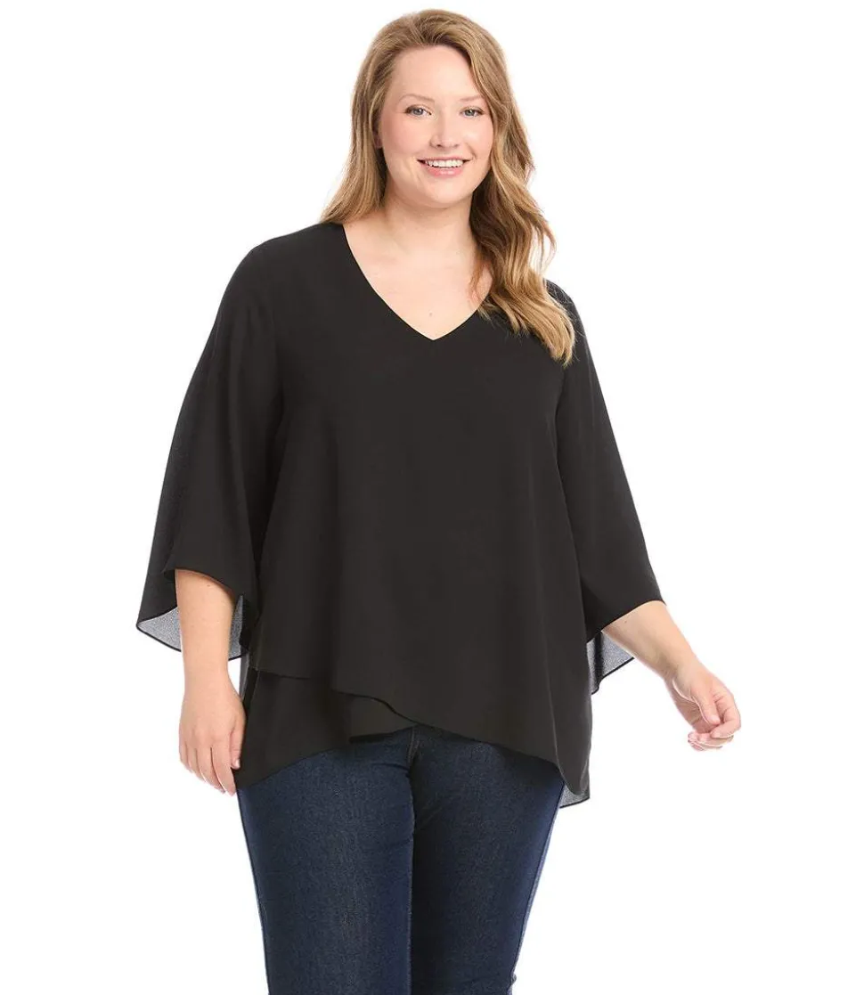 Plus Size Bracelet Sleeve Asymmetric Top