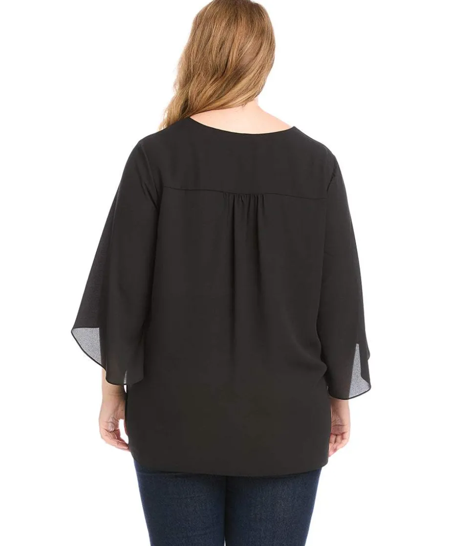 Plus Size Bracelet Sleeve Asymmetric Top