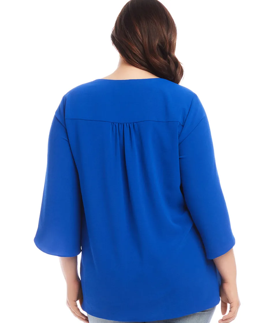 Plus Size Bracelet Sleeve Asymmetric Top
