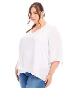 Plus Size Bracelet Sleeve Asymmetric Top