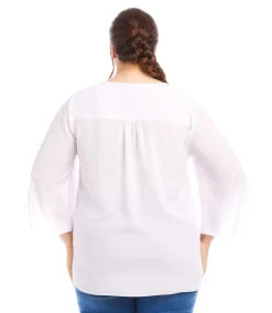 Plus Size Bracelet Sleeve Asymmetric Top