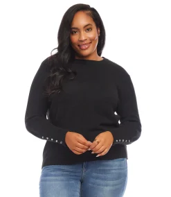 Plus Size Button Sleeve Sweater