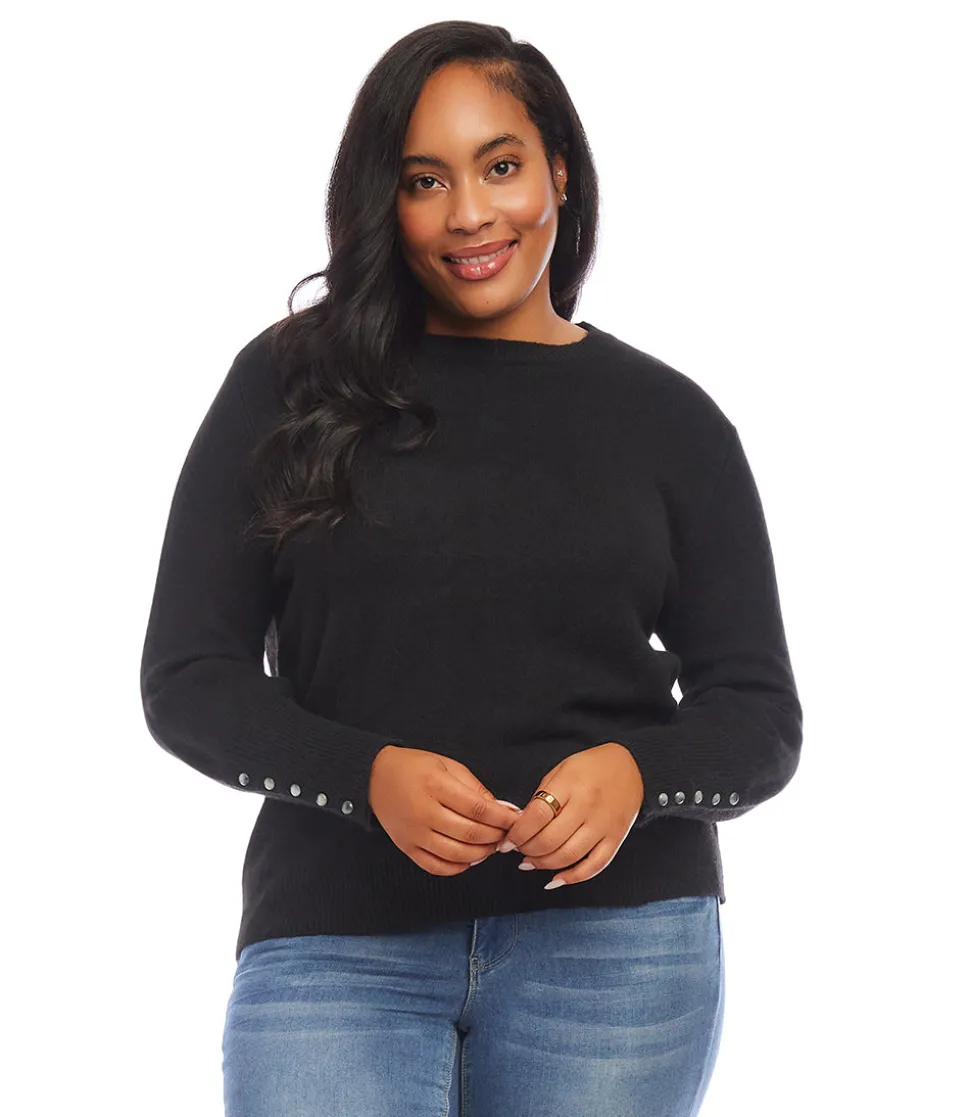 Plus Size Button Sleeve Sweater