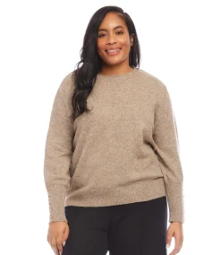 Plus Size Button Sleeve Sweater