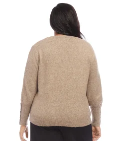 Plus Size Button Sleeve Sweater