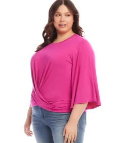 Plus Size Drape Front Top