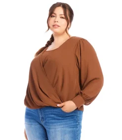 Plus Size Drape Front Top