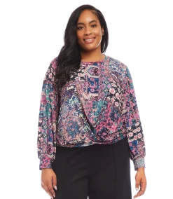 Plus Size Drape Front Top