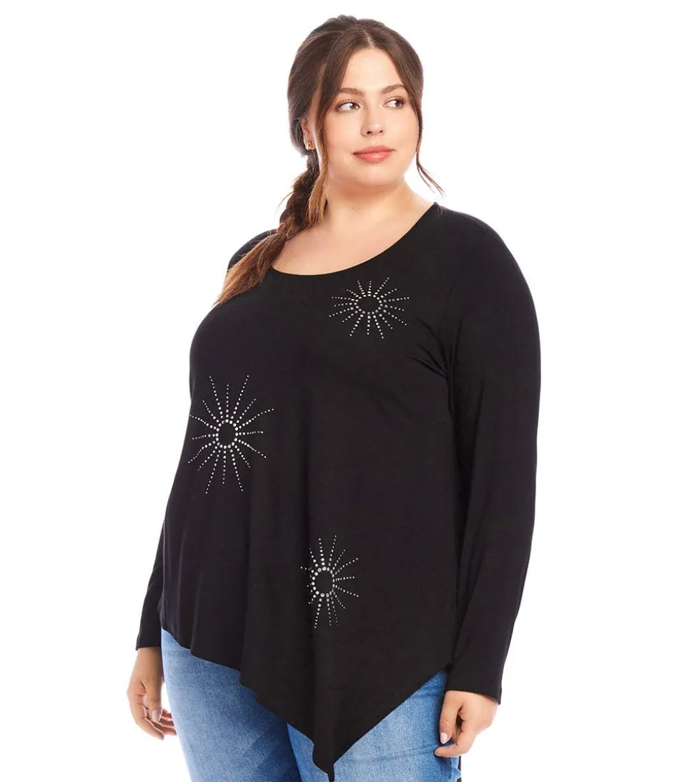 Plus Size Embellished Asymmetric Top