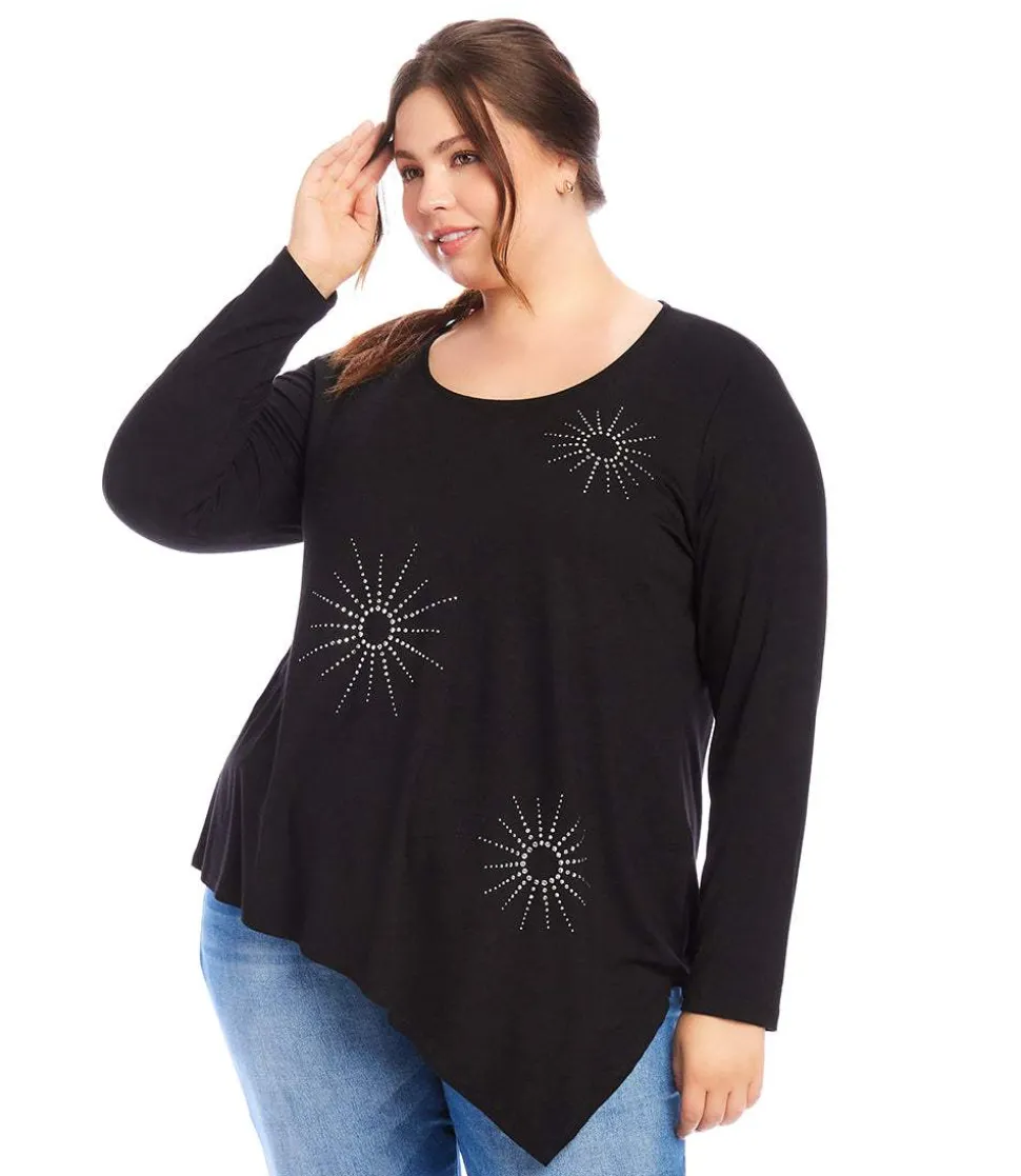 Plus Size Embellished Asymmetric Top
