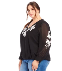 Plus Size Embellished Blouson Top
