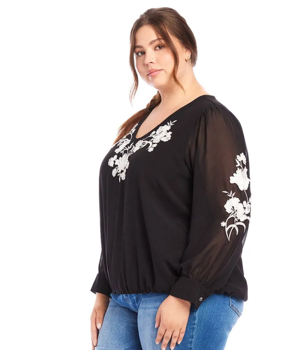 Plus Size Embellished Blouson Top