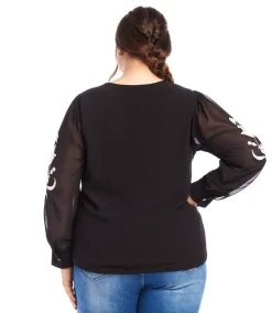 Plus Size Embellished Blouson Top