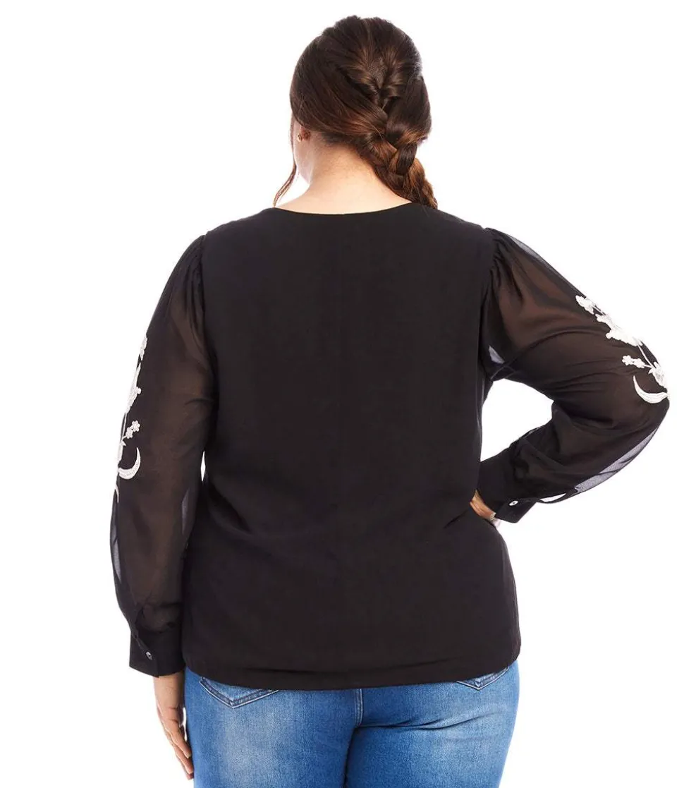 Plus Size Embellished Blouson Top