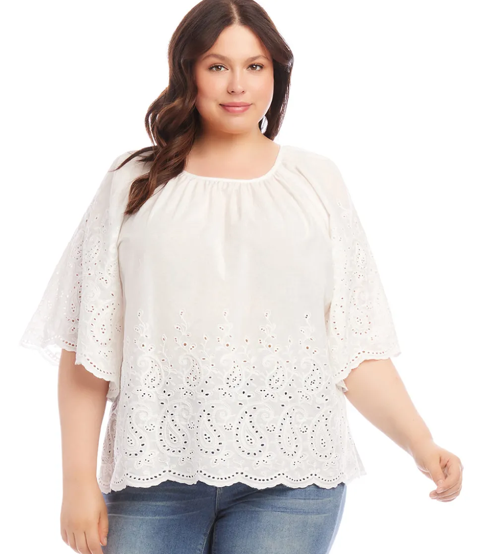 Plus Size Embroidered Peasant Top