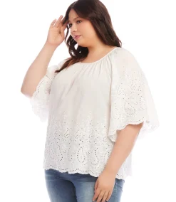 Plus Size Embroidered Peasant Top