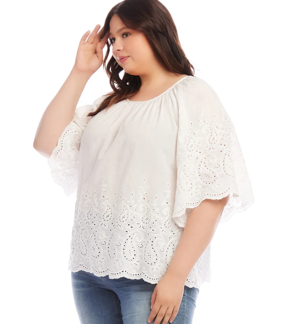 Plus Size Embroidered Peasant Top