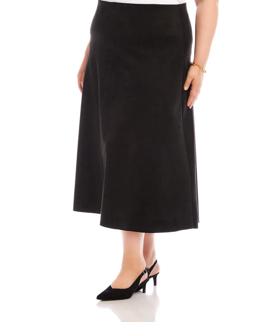 Plus Size Faux Suede Midi Skirt