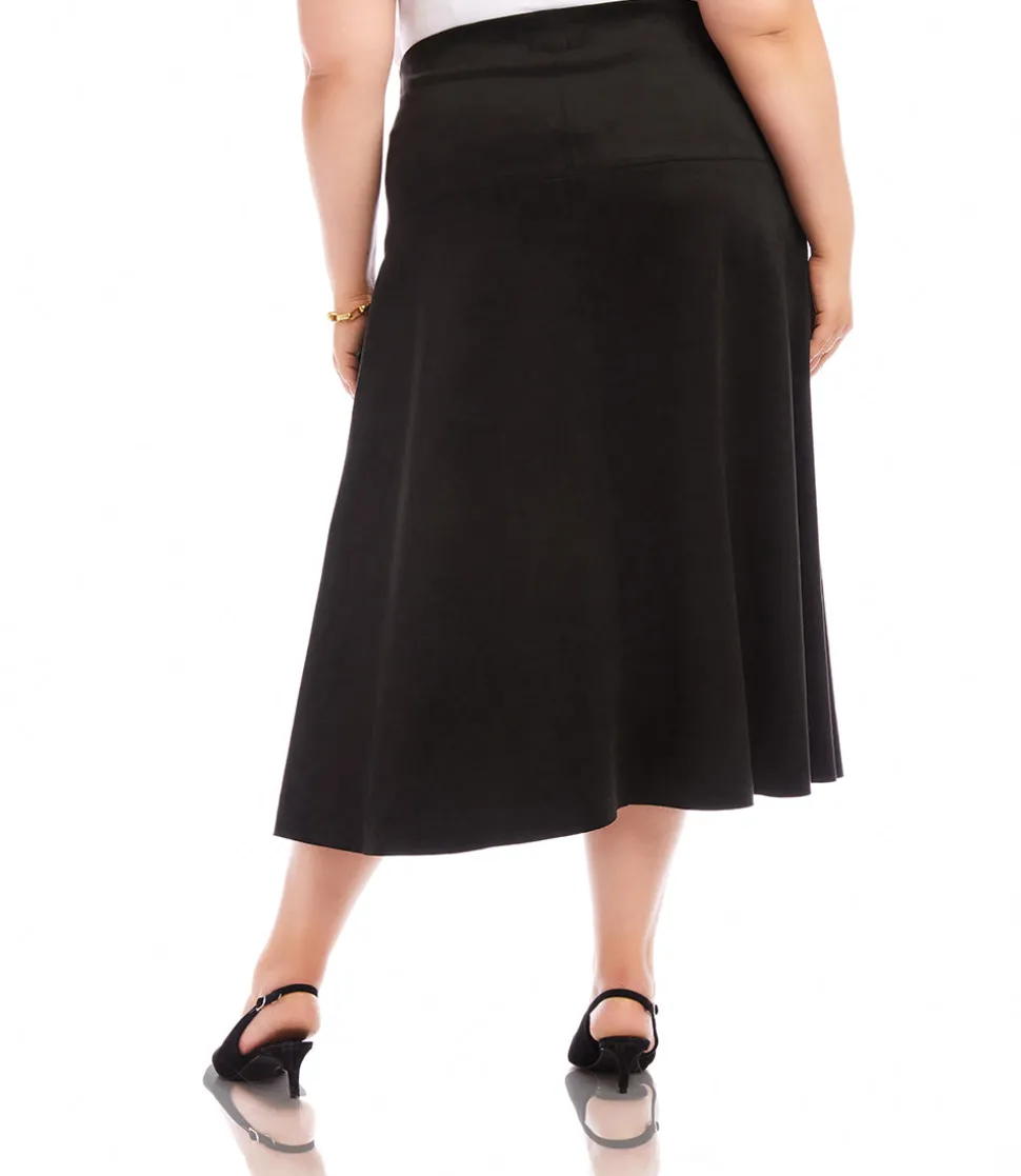 Plus Size Faux Suede Midi Skirt