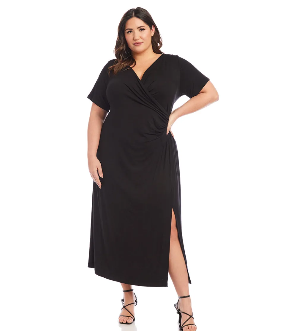 Plus Size Faux Wrap Midi Dress