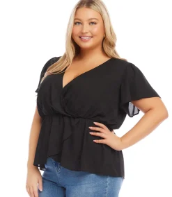 Plus Size Faux Wrap Top