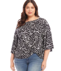 Plus Size Flare Sleeve Pickup Top