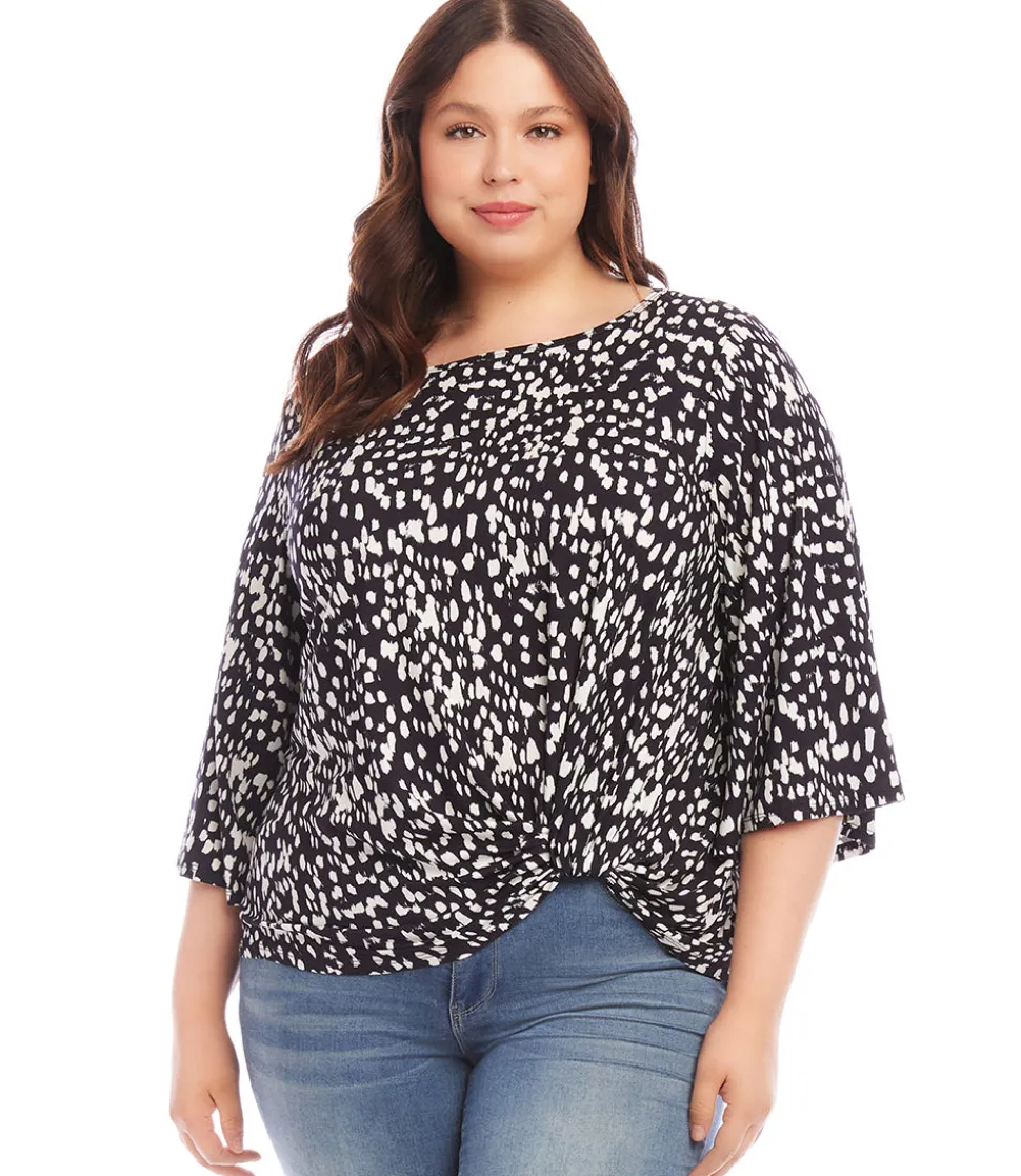 Plus Size Flare Sleeve Pickup Top