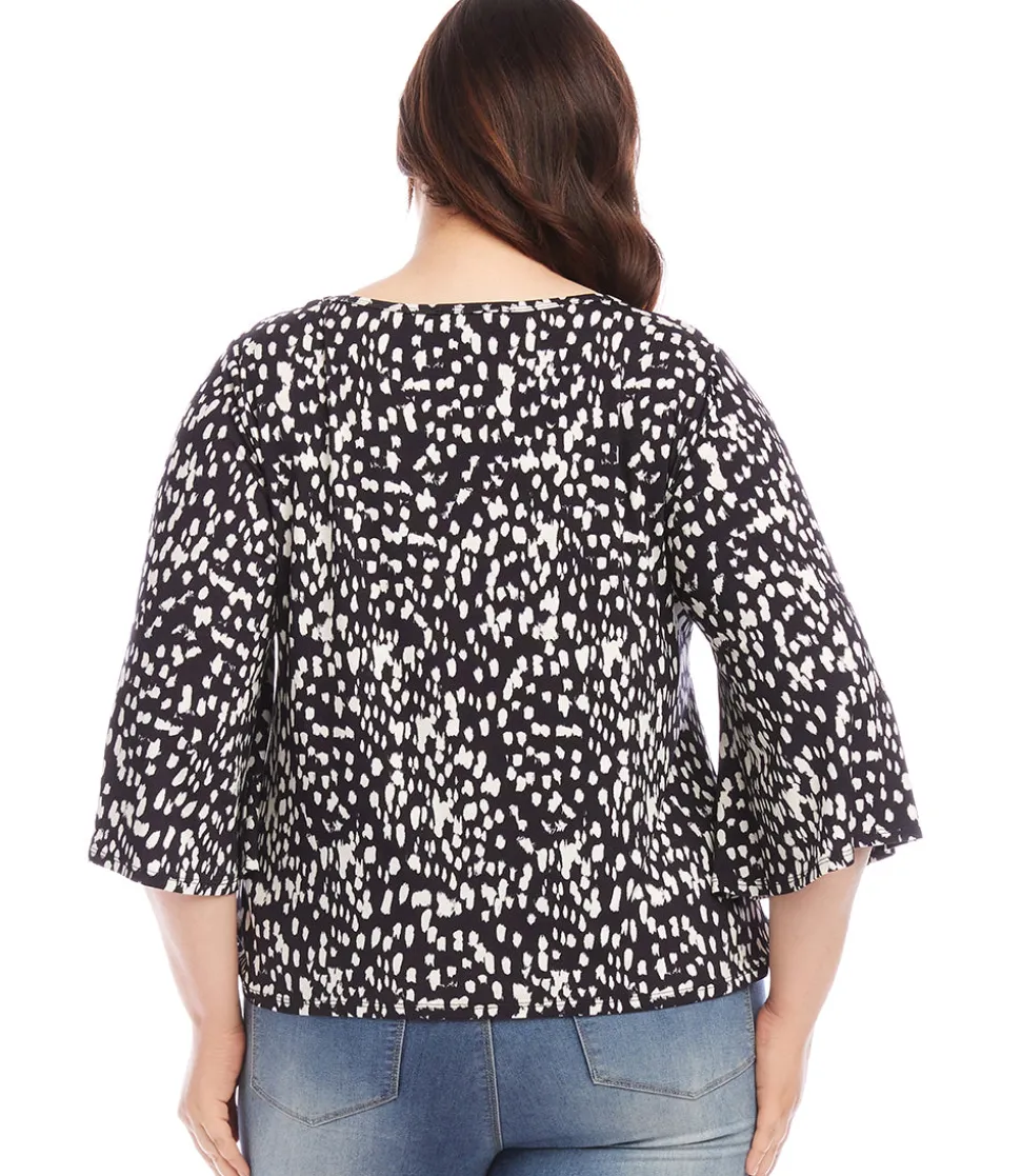 Plus Size Flare Sleeve Pickup Top