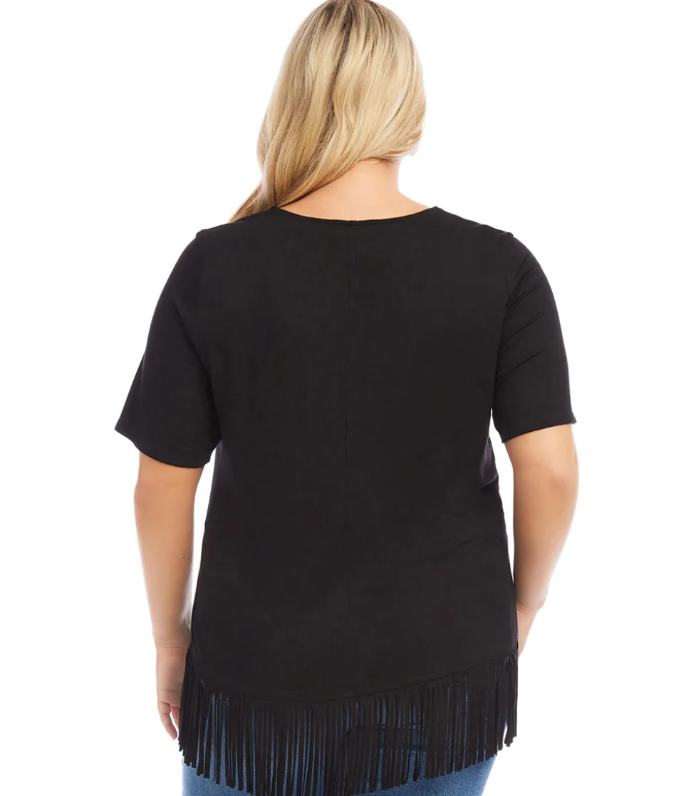 Plus Size Fringe Hem Top