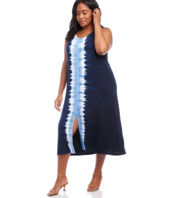 Plus Size Front Slit Midi Dress
