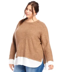 Plus Size Layered Crewneck Sweater
