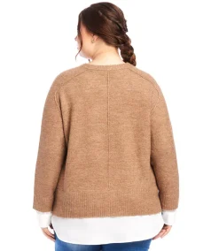 Plus Size Layered Crewneck Sweater