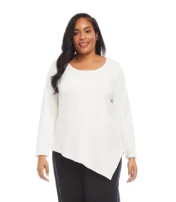 Plus Size Long Sleeve Asymmetric Top