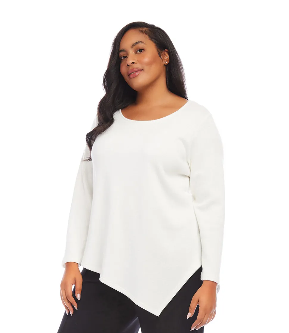 Plus Size Long Sleeve Asymmetric Top