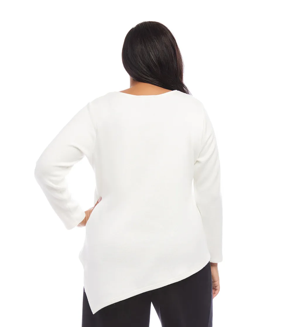 Plus Size Long Sleeve Asymmetric Top