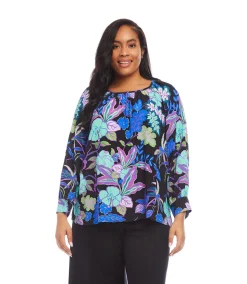 Plus Size Long Sleeve Peasant Top