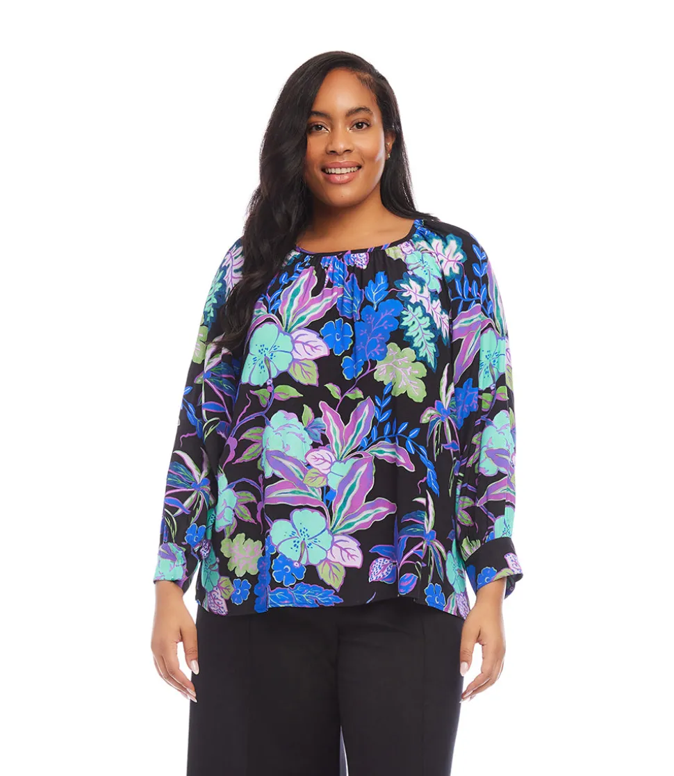Plus Size Long Sleeve Peasant Top