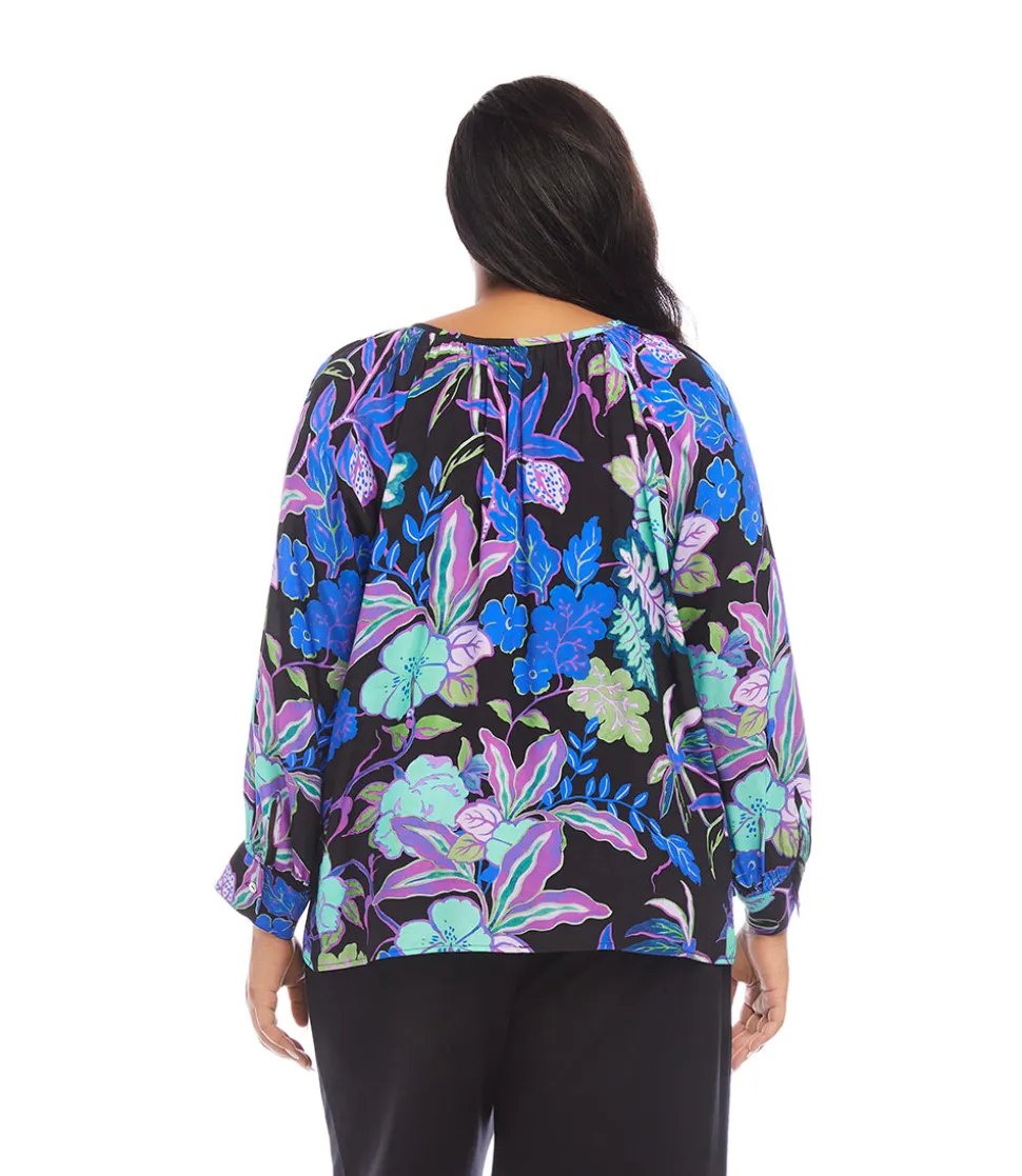 Plus Size Long Sleeve Peasant Top