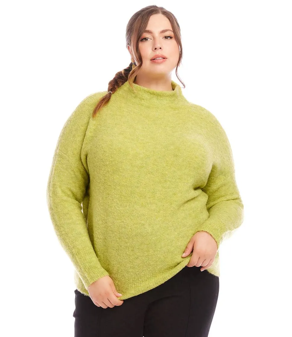 Plus Size Mock Neck Boucle Sweater
