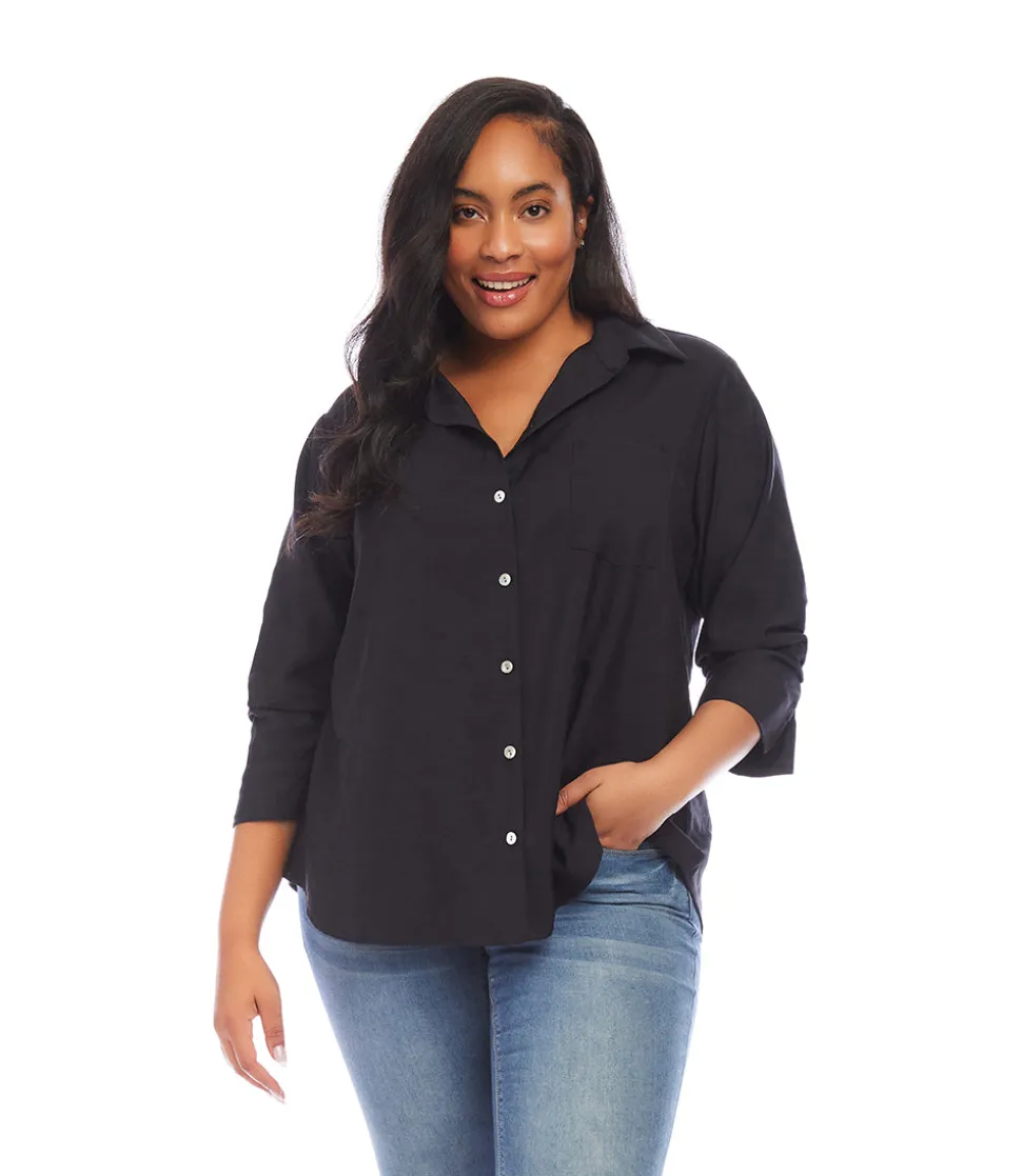 Plus Size Ruched Sleeve Shirt