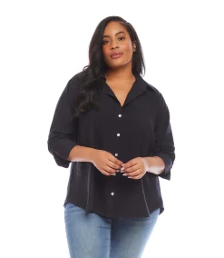 Plus Size Ruched Sleeve Shirt