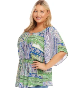 Plus Size Ruffle Hem Peasant Top