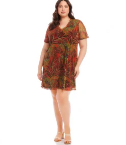 Plus Size Short Sleeve A-Line Dress