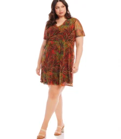 Plus Size Short Sleeve A-Line Dress