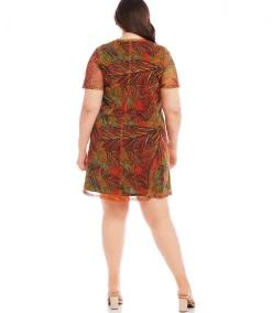 Plus Size Short Sleeve A-Line Dress