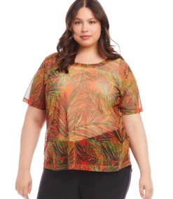 Plus Size Short Sleeve Mesh Top