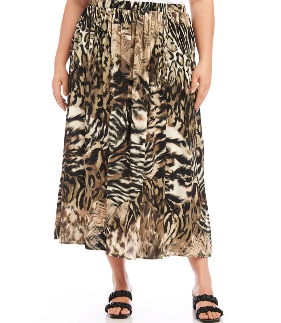 Plus Size Side-Slit Midi Skirt