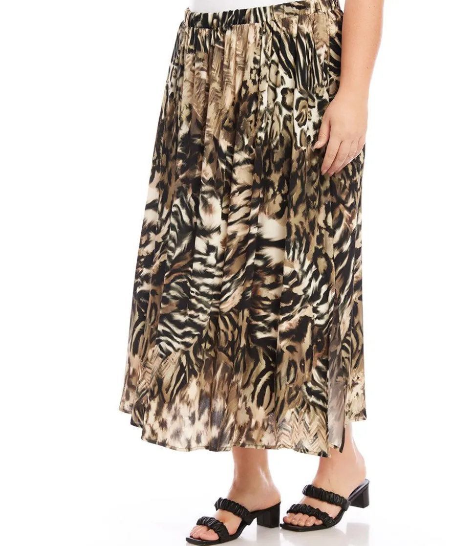 Plus Size Side-Slit Midi Skirt