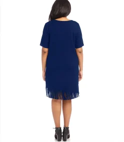 Plus Size V-Neck Fringe Dress