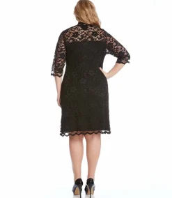 Plus Size V-Neck Scallop Lace Dress